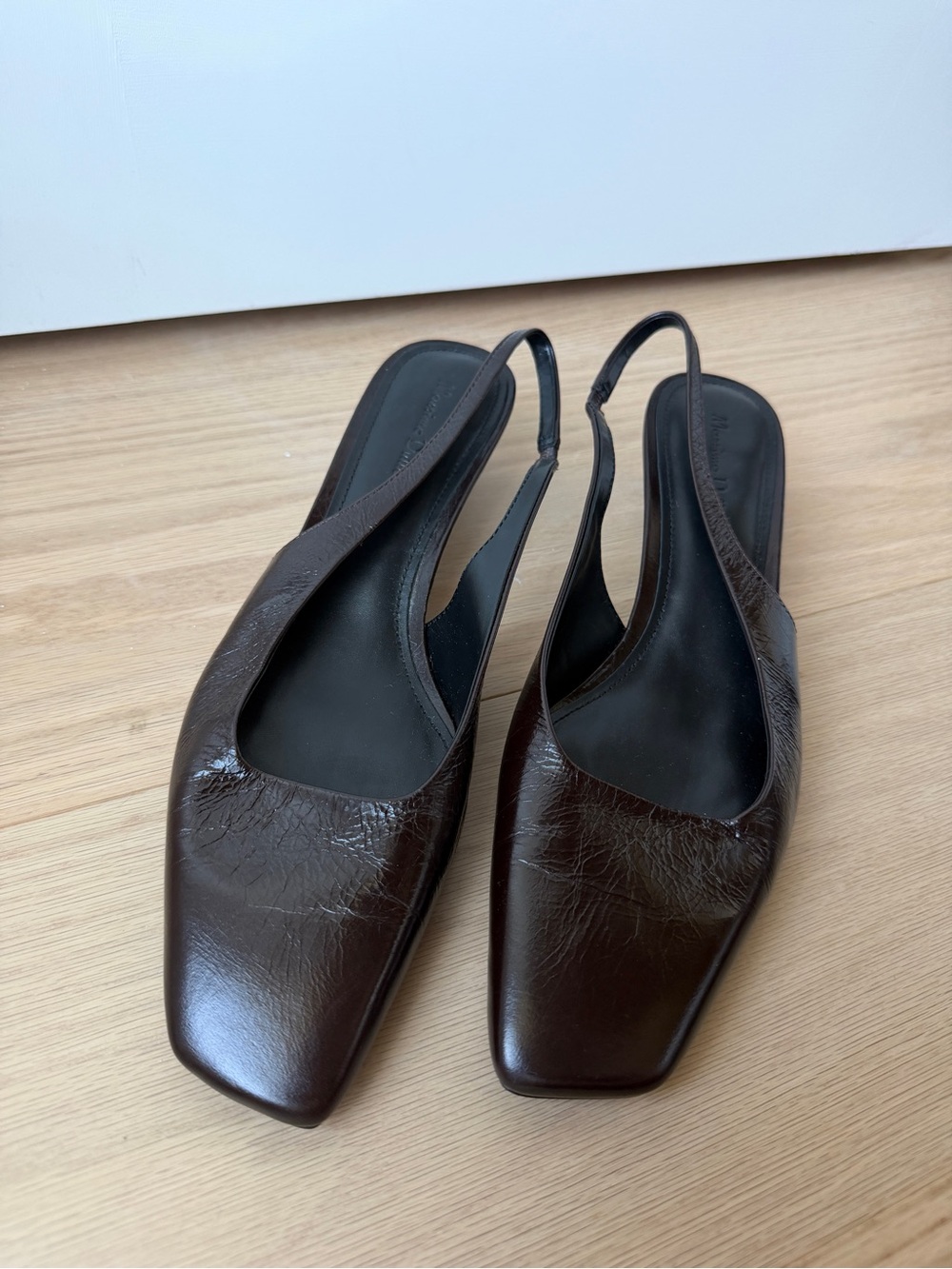 Massimo Dutti Dark Brown Leather Slingback heels